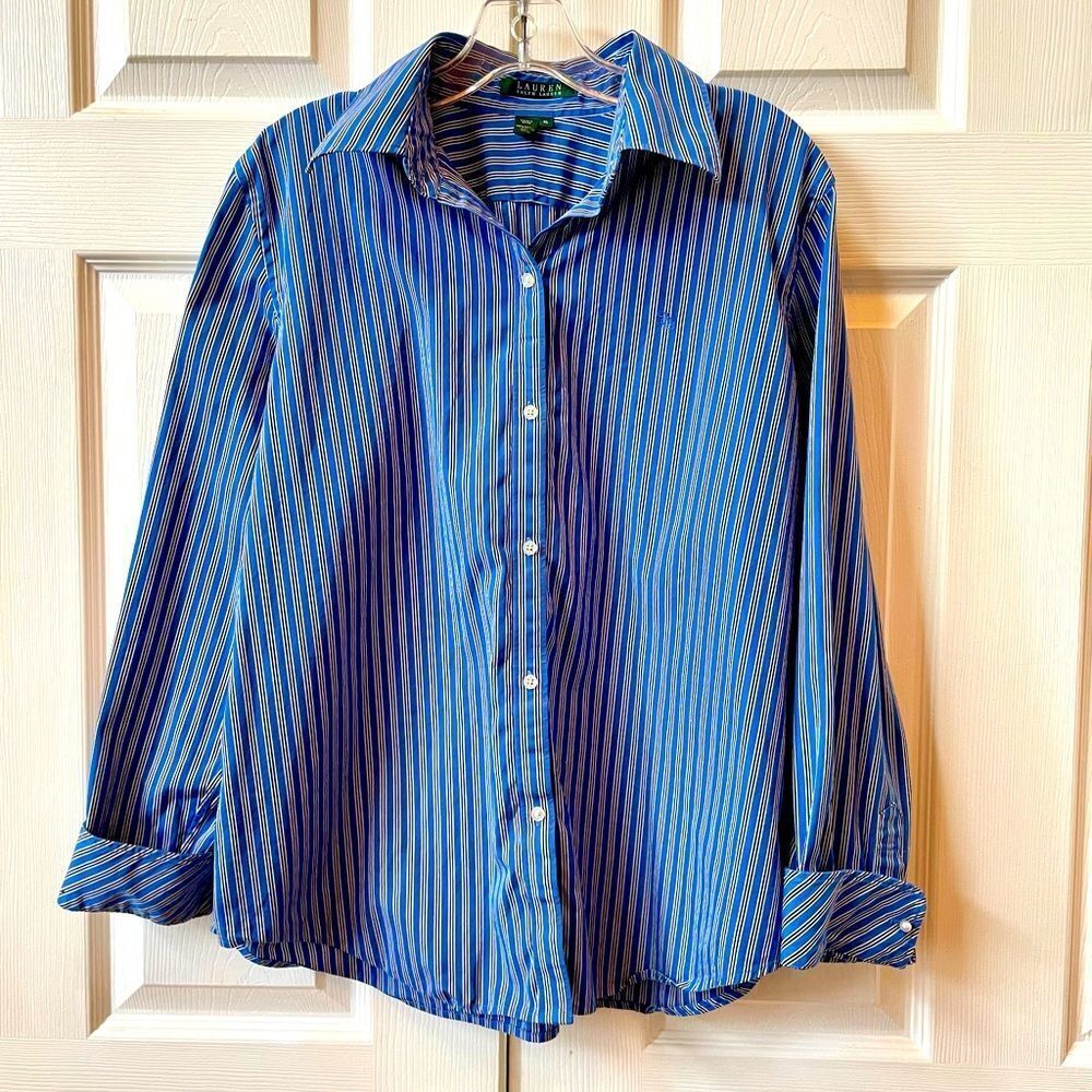 Lauren Ralph Lauren Blue Striped Button Down Shirt